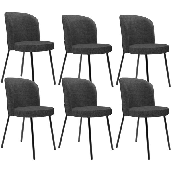 Kit 6 Cadeiras Sala De Jantar Estofada Gavi L02 Linho Cinza E