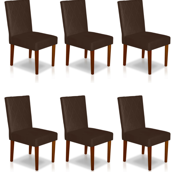 Kit 6 Cadeiras Sala De Jantar Estofadas Sophia Veludo Chocola