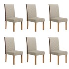 Kit 6 Cadeiras Semplice Linho Encosto Courino Helo Mel/cinza/