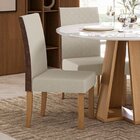 Kit 6 Cadeiras Semplice Linho Encosto Courino Helo Mel/cinza/