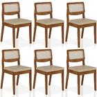 Kit 6 Cadeiras Sextavada Bari Freijó/corino Bege - Móveis Ara