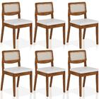 Kit 6 Cadeiras Sextavada Bari Freijó/corino Branco - Móveis A