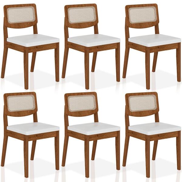 Kit 6 Cadeiras Sextavada Bari Freijó/corino Branco - Móveis A