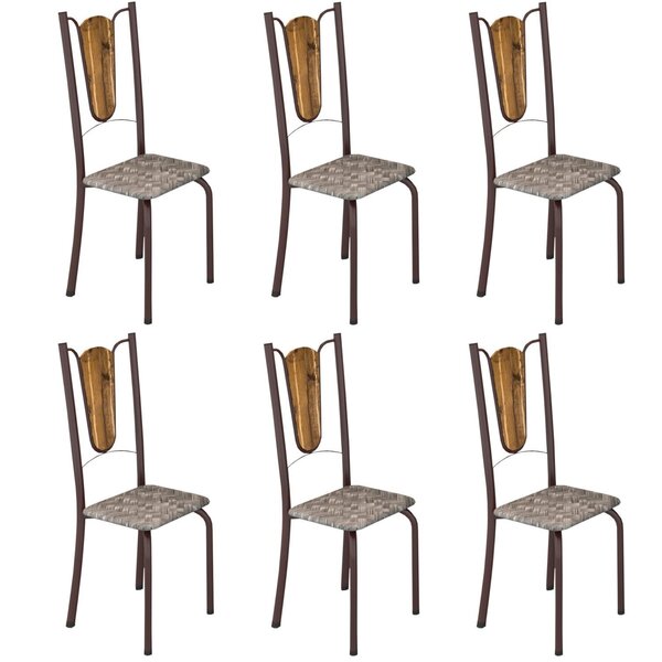 Kit 6 Cadeiras Tubulares Júlia  Cacau/cisal