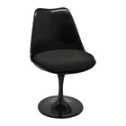 Kit 6 Cadeiras Tulipa Saarinen Preta Base Madeira Com Assento