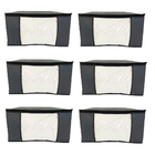 Kit 6 Caixas G Organizadoras P/ Edredom Tnt Cinza Visor Pvc