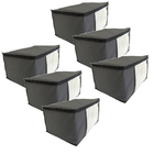 Kit 6 Caixas G Organizar Guarda Roupa Tnt Cinza Visor Pvc