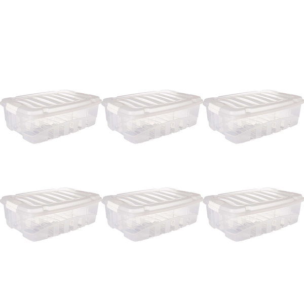 Kit 6 Caixas Organizadoras Baixa Gran Box 26,5l Transparente