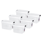 Kit 6 Caixas Organizadoras Plástico Transparente 29L 27,6x33x48,7cm Flex Sanremo