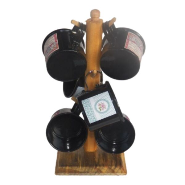 Kit 6 Canecas 120 Ml Colorida Preto  Para Café Com Suporte