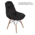 Kit 6 Capas Para Cadeira Eiffel Eames Wood Pelucia Cinza Pelo