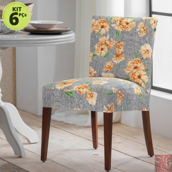 Kit 6 Capas Para Cadeira Estampada Malha Suplex Campestre