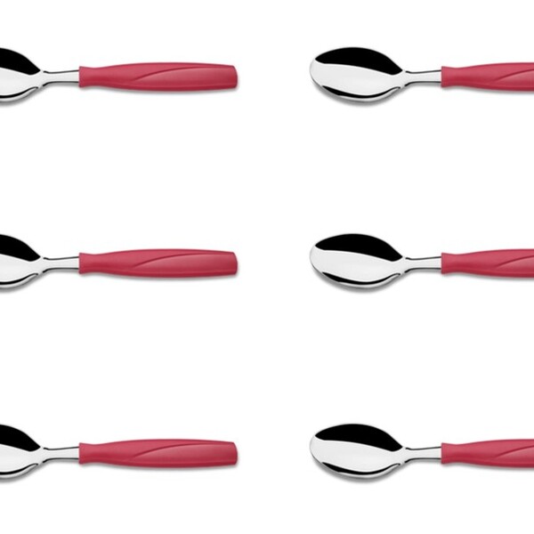 Kit 6 Colher De Mesa Aço Inox Vermelho Brinox