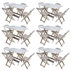 Kit 6 Conjuntos De Mesa Com 4 Cadeiras De Madeira Dobravel 12