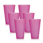 Kit 6 Copos Big Drink Rosa 550 Ml Acrílico Ps Krystalon