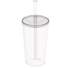 Kit 6 Copos Com Tampa E Canudo 500ml Crippa Transparente Plás