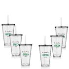 Kit 6 Copos Com Tampa E Canudo Eco Seja Green