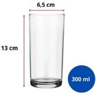 Kit 6 Copos De Vidro Long Drink 300ml Cylinder Transparente P
