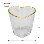 Kit 6 Copos Shot Coração Vidro Com Borda Dourada 50ml