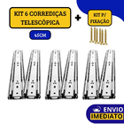Kit 6 Corrediças Gaveta Telescópica Light 45cm Com Parafusos