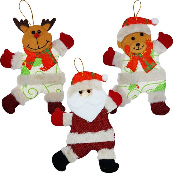 Kit 6 Decoração Árvore De Natal Rena Noel Urso Natalino 19cm