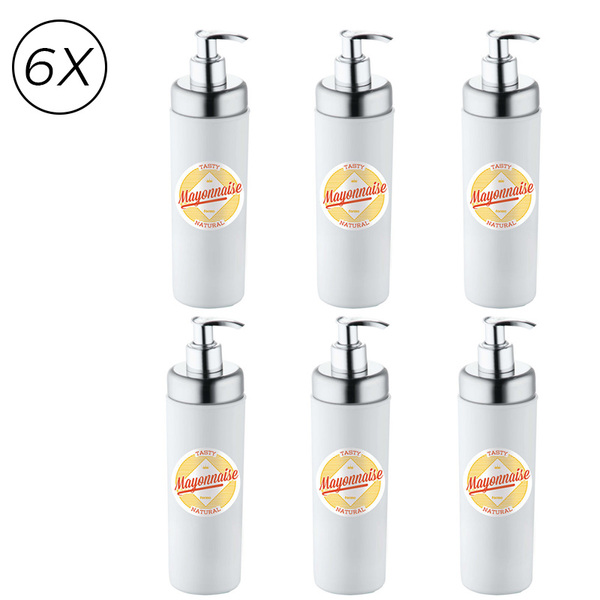 Kit 6 Dispensers 300ml Molho Maionese Restaurante Bar Forma