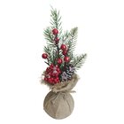 Kit 6 Enfeite De Mesa Natal Berry Vermelhos E Saco De Juta 28