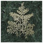 Kit 6 Enfeite Folhagem Natal Galho Dourado Glitter 34cm