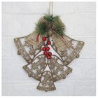 Kit 6 Enfeite Pendente Decoração Natalina Sino Vazado Dourado