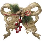 Kit 6 Enfeite Pendente Laço Natalino Dourado Brilho 18cm