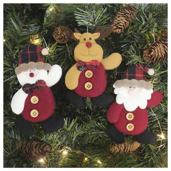 Kit 6 Enfeites Árvore De Natal Pendente Boneco De Neve Papai