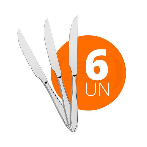 Kit - 6 Facas Para Churrasco Luxo Laguna Em Aço Inox Fitop -