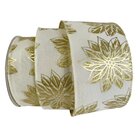 Kit 6 Fita Aramada Natal Flores Dourada Metálico 6,3cm X 914cm