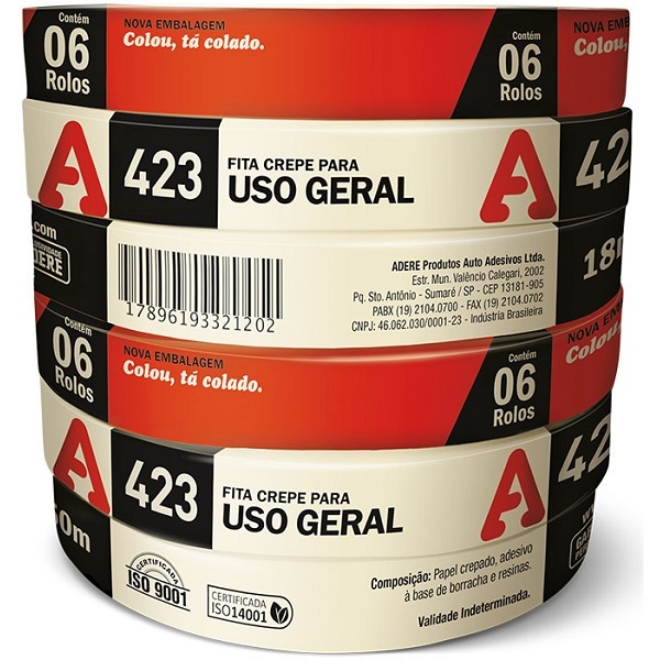 Kit 6 Fita Crepe Uso Geral 18mm X 50m