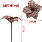 Kit 6 Flores Artificiais Xadrez Artesanal Gliter Natal 30cm