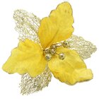 Kit 6 Flores Com Cabo Artificial Decoração De Natal Com Glitt