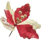 Kit 6 Flores Com Cabo Artificial Decoração De Natal Com Glitt