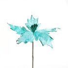 Kit 6 Flores Decoração Natal Artificial Brilho Azul 19cm