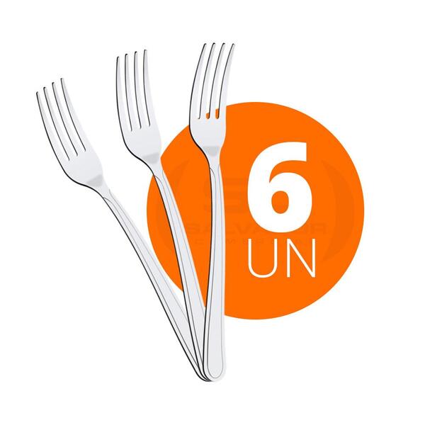 Kit - 6 Garfos De Mesa Buzios Em Aço Inox Gibag - Tramontina