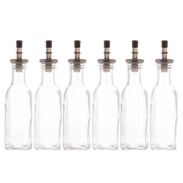 Kit 6 Garrafas De Vidro Para Azeite Vinagre Com Bico Dosador