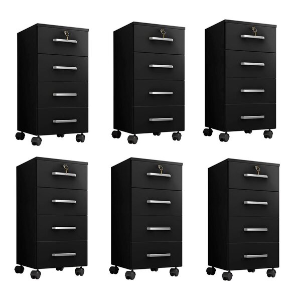 Kit 6 Gaveteiros Escritório Chave E Rodízios 4 Gavetas Gávea