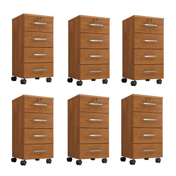 Kit 6 Gaveteiros Escritório Chave E Rodízios 4 Gavetas Gávea