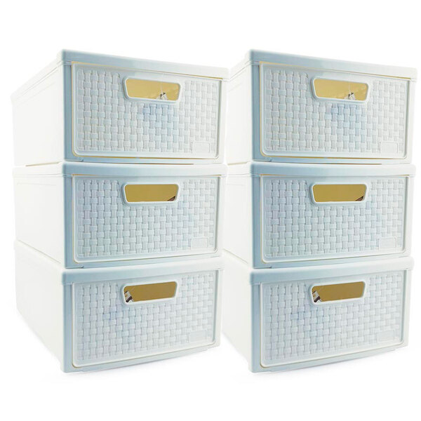 Kit 6 Gaveteiros Modularares Empalhável Organizador Multiuso