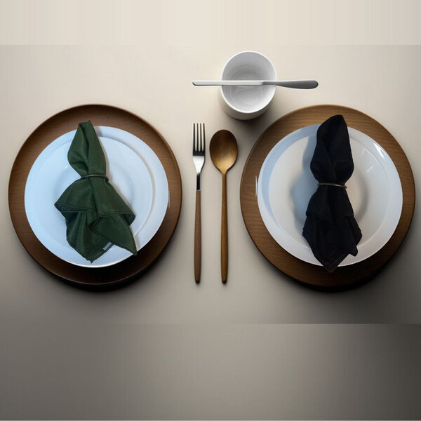 Kit 6 Guardanapos 38x38 Rafia Preto/verde