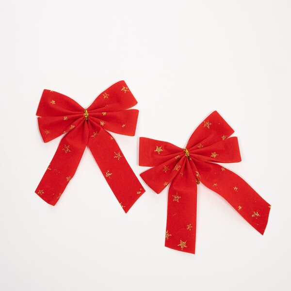 Kit 6 Lacinhos Enfeite Árvore Natal Laços Vermelhos 13cm