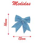 Kit 6 Laços Azul Enfeite Árvore Natal Com Glitter 16cm