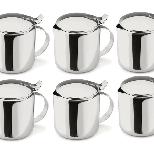 Kit 6 Leiteira Cafeteira Bule Aço Inox Sem Bico 350 Ml Forma