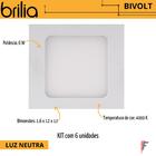 Kit 6 Luminaria Led Embutir 12x12 4000k 6w Brilia