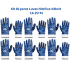 Kit 6 Luvas Proteção Nitrílica Punho Lona Produtos Químicos V