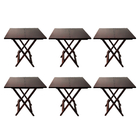 Kit 6 Mesas 70x70 De Madeira Dobravel Imbuia